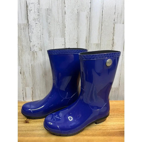 UGG Women's Sienna Rain Boot Blue Size 7 Waterproof Ankle Pull On - Picture 1 of 7